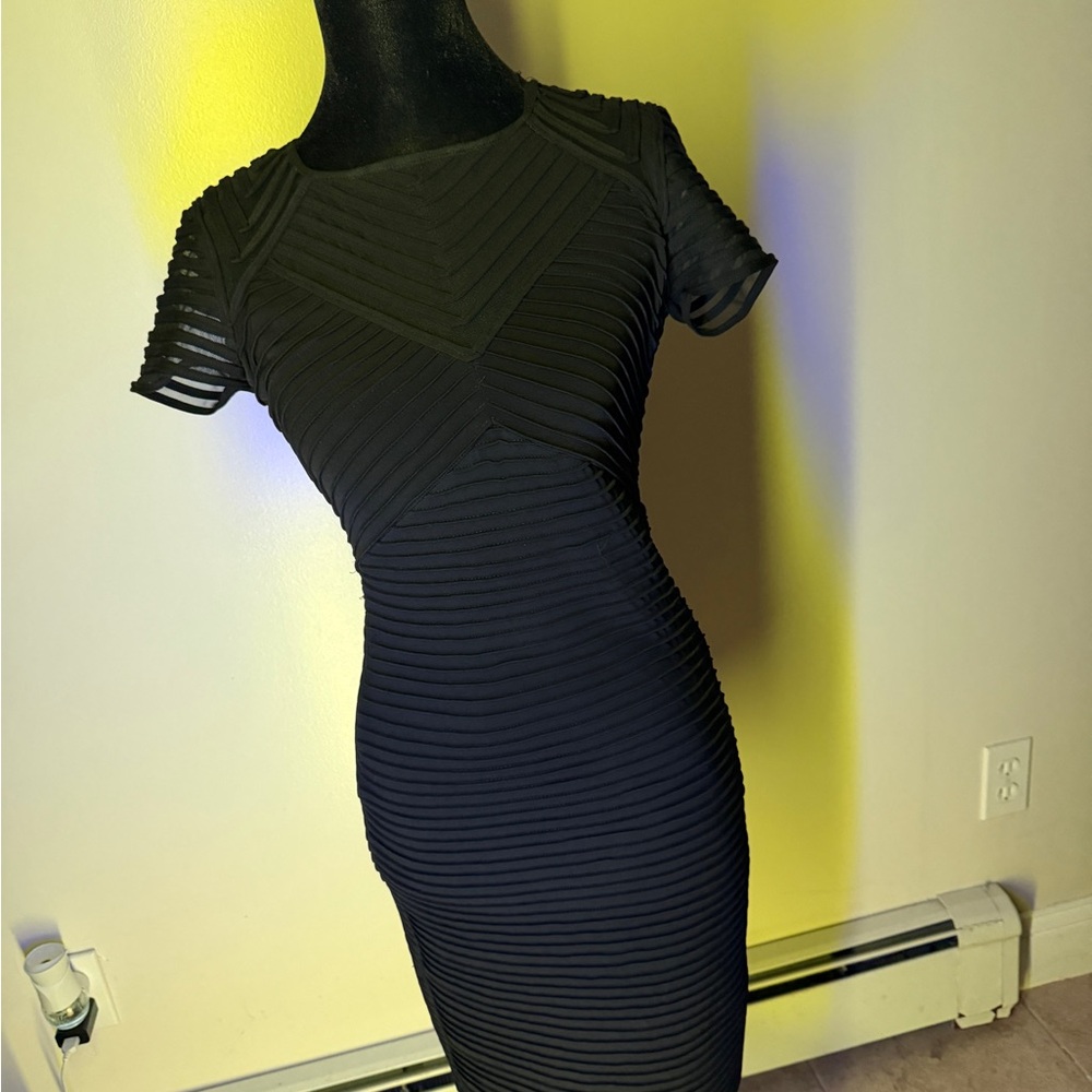 Calvin Klein Black Textured Midi Dress